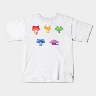 Mushroom Cats - Rainbow Stickers Kids T-Shirt